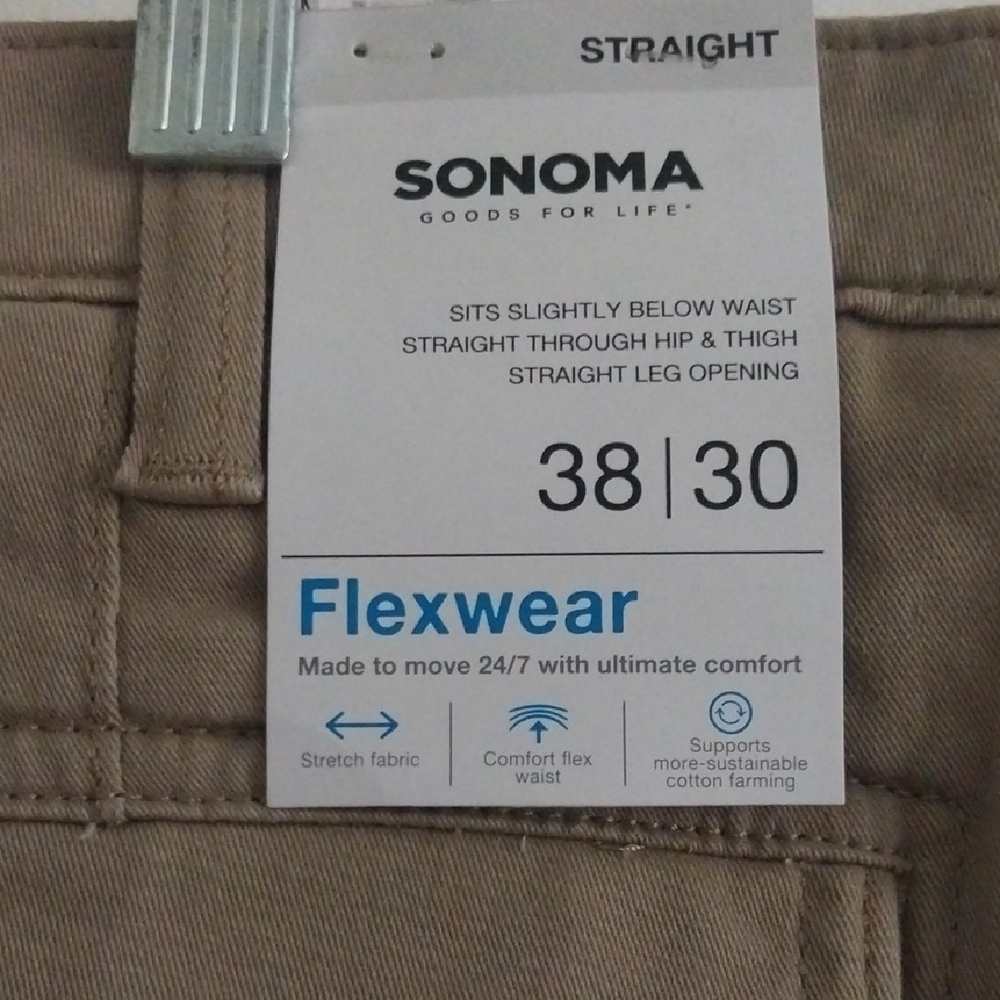 Sonoma Tan Cargo Pants Durable Cotton Blend - Picture 2 of 3